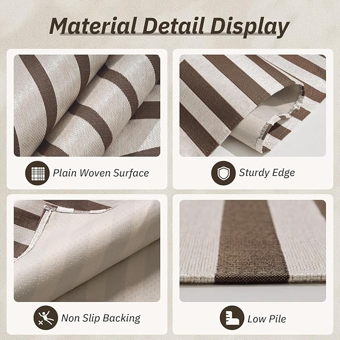 AMOAMI Outdoor Rug Patio Rug 5x8 ft Quick Dry Flatweave Textured Machine - Image 3