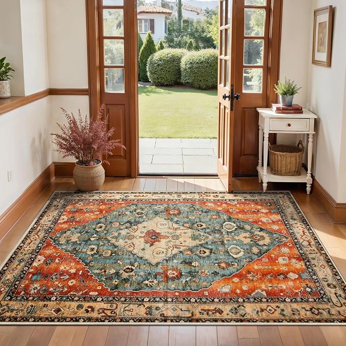 SERISSA Boho Area Rug for Entryway, 3x4 | Washable, Ultra Soft Print Distressed by SERISSAHomeDecorCollection