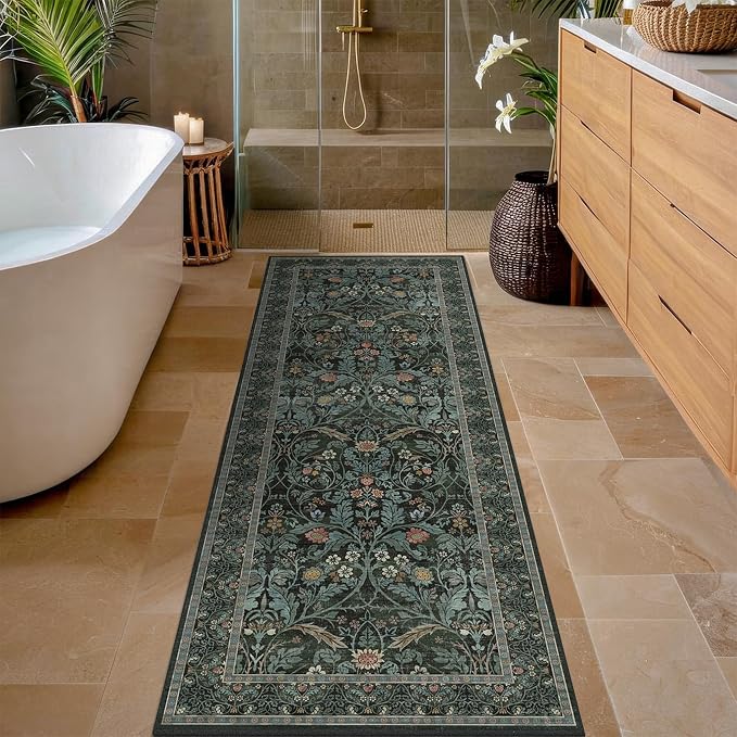 Dusty Teal 2x6 Washable Runner Rug Non Slip - Image 8