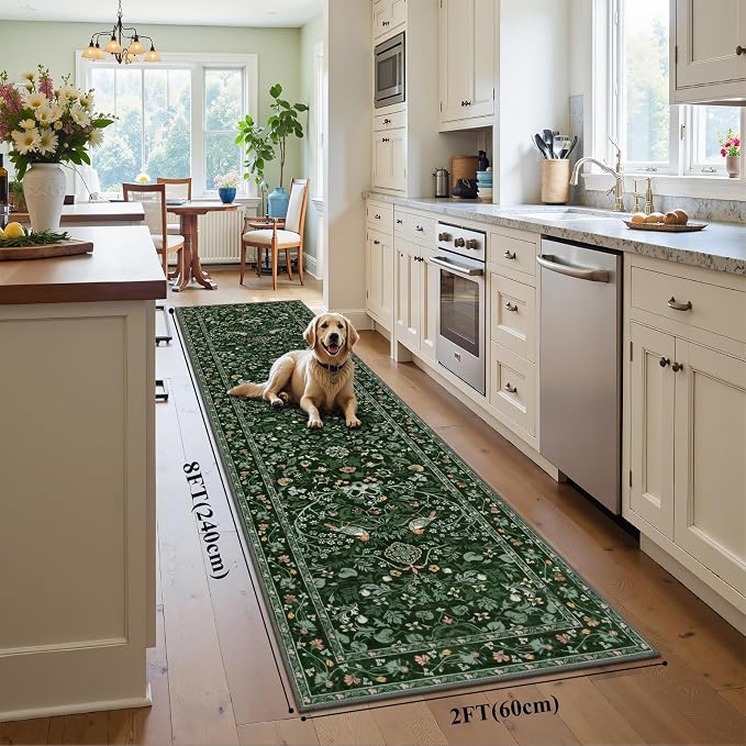 HEBE Washable Hallway Runner Rug 2'x 8' Non Slip Kitchen Rugs Runner, Low Pile - Image 2