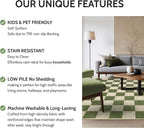 Washable Green Checkered Rug 5x7, Non-Slip Low Pile Area Rug - Image 8