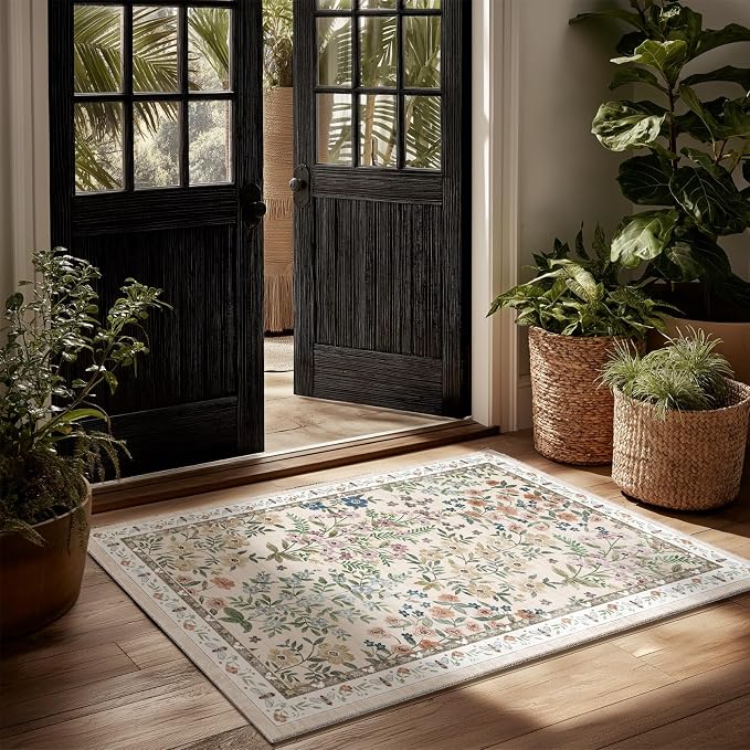 Machine Washable Small Rugs for Entryway: Door Mat Indoor Entrance 2x3 Throw by palohom