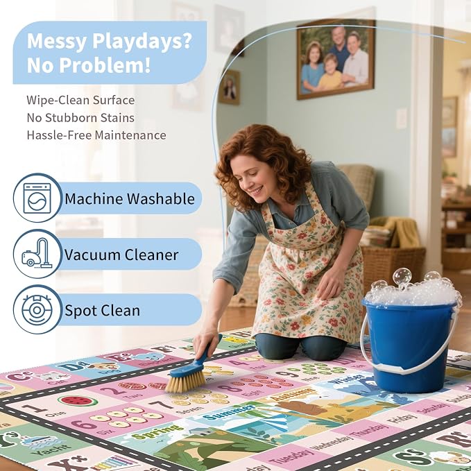 Kids ABC Rug for Playroom, Classroom Alphabet Area Carpet Playmat, Washable - Image 5