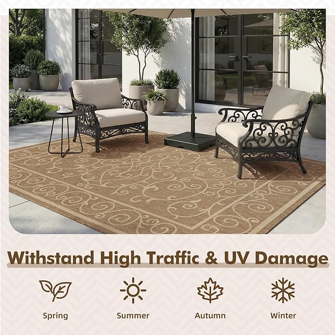 MontVoo-Outdoor Rug-Patio Rug 8x10 ft Polypropylene Indoor Outdoor Rugs Outdoor - Image 5