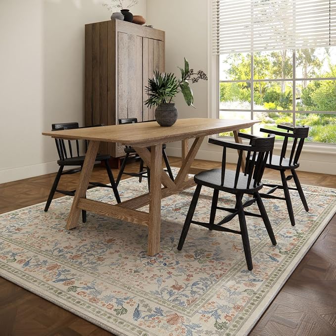 8x10 Area Rugs for Living Room: Washable Bedroom Rug Vintage Area Rug Stain - Image 6