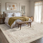 Rugxara 8x10 Washable Area Rug for Living Room, Vintage Neutral Extra Large - Image 4