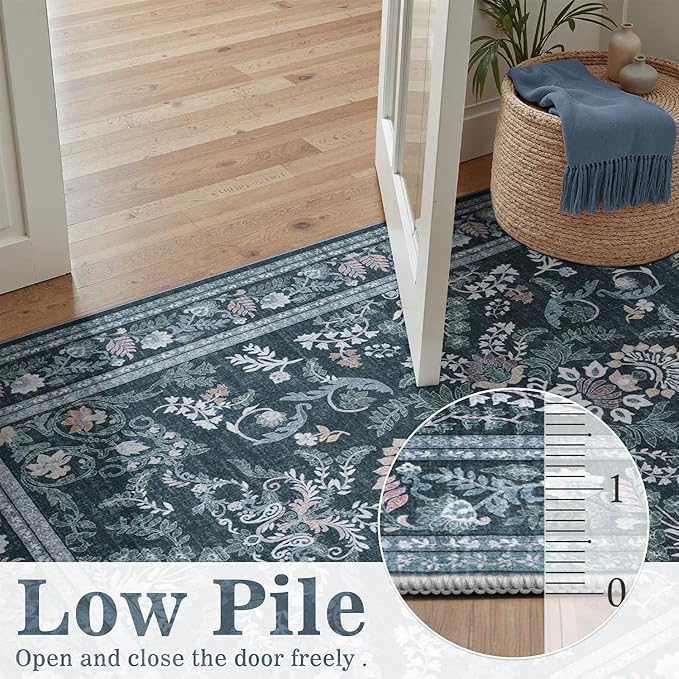 DCX Navy Blue 3x5 Entryway Rug, Machine Washable - Image 3