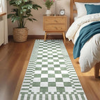 GarveeHome 2×10 Kitchen Runner Rug Non Slip, Sage Green Checkered Rug, Washable - Image 3