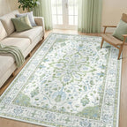 RELEANY Area Rugs 5'x7' Washable Non-Slip, Floral Vintage Distress Medallion - Image 2