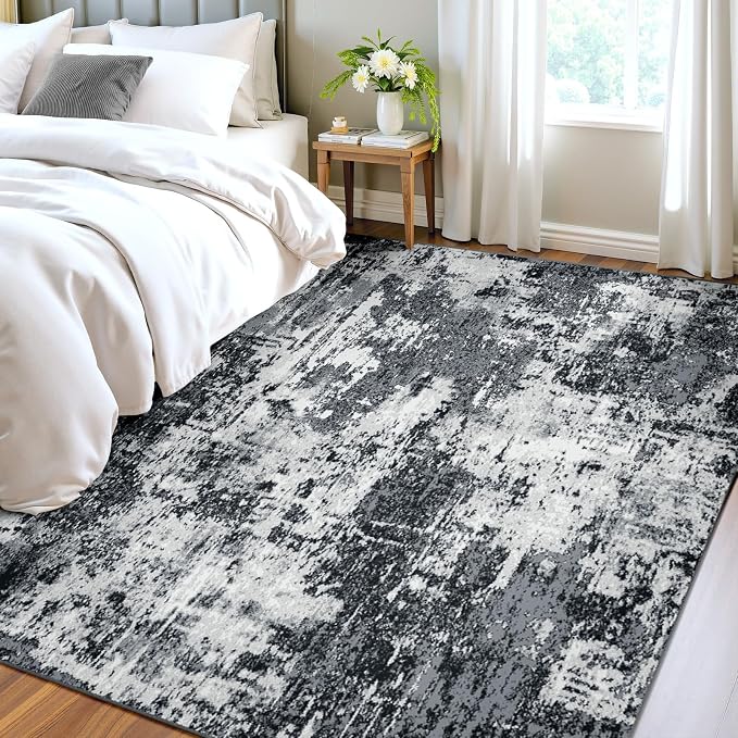RELEANY Washable Area Rugs 4'x5' Non-Slip Modern Abstract Soft - Image 2