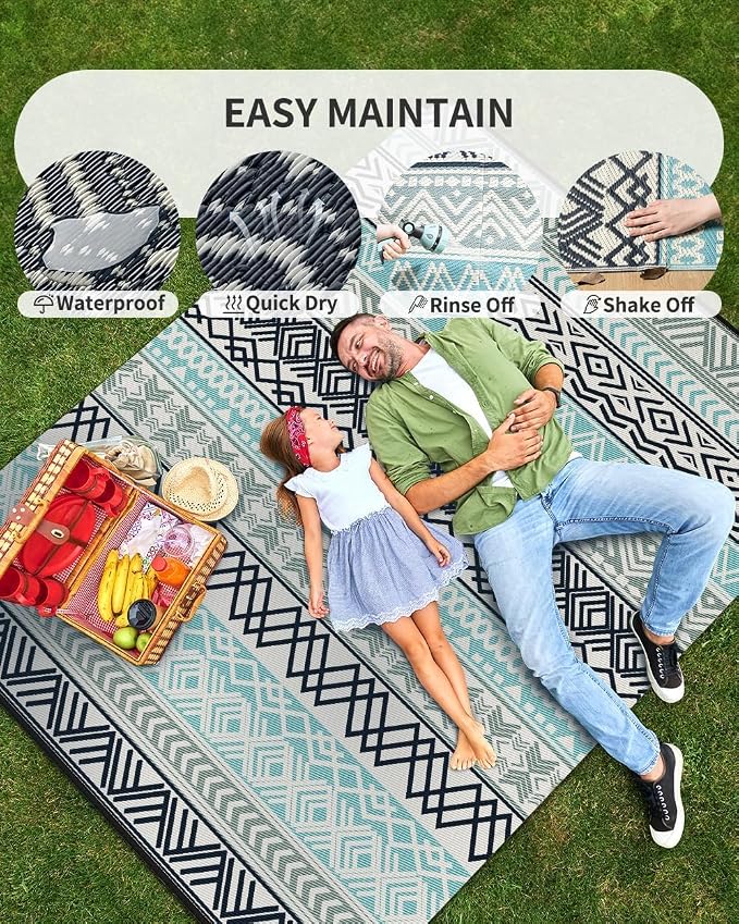 MontVoo Outdoor Rug Carpet Waterproof-Patio Rug Mat 5x8 Reversible RV Outdoor - Image 9