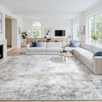 Area Rug 10x14 Living Room Rug Washable: No-Slip Abstract Soft Thin Large Brown by Oriannal