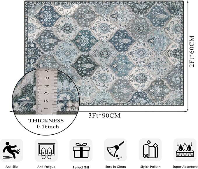 Lahome Moroccan Trellis Front Door Mat Indoor Entrance, 2x3 Rugs - Image 2