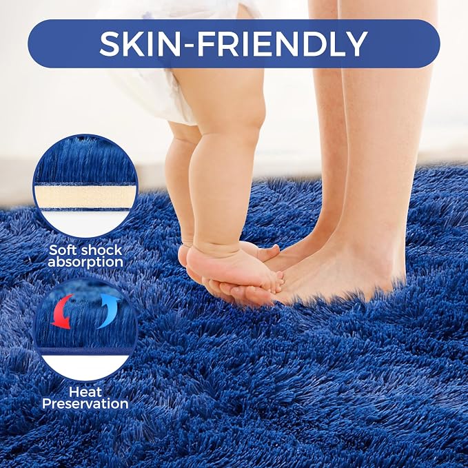 Ultra Soft Rug for Living Room, 5X8 Fluffy Shag Area Rug for Bedroom, Modern - Image 7