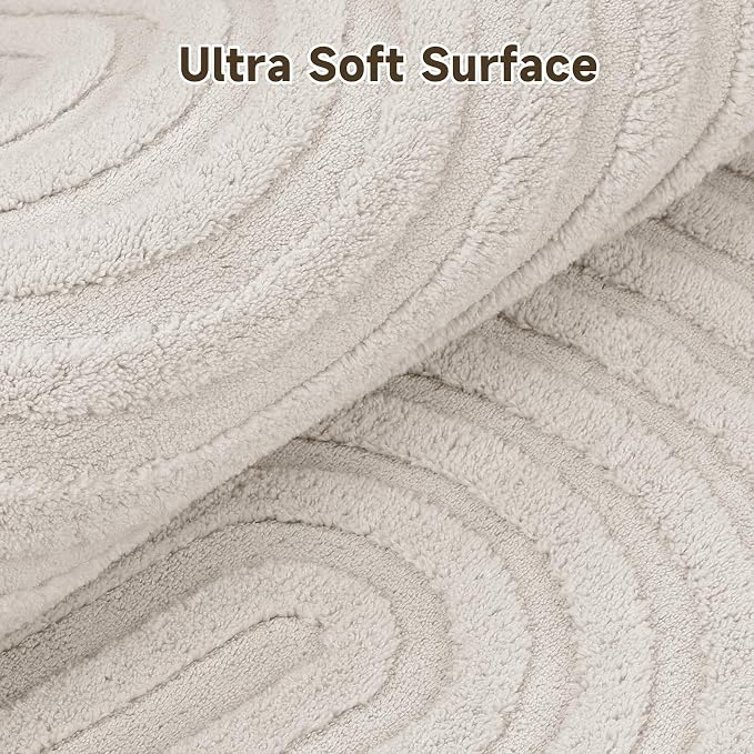 Pauwer 3x8 Washable Area Rugs for Living Room Modern Beige Solid Color Soft - Image 3