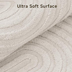 Pauwer 6ft Washable Area Rugs for Living Room Modern Beige Solid Color Soft - Image 3