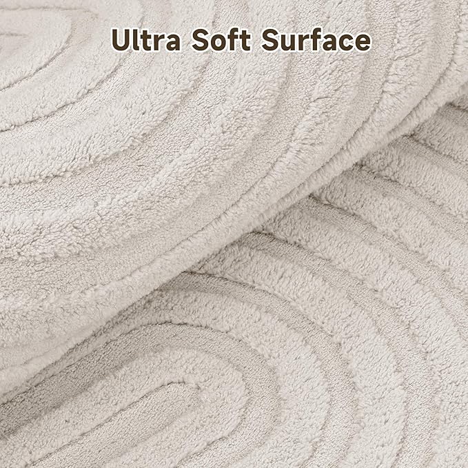 Pauwer 6ft Washable Area Rugs for Living Room Modern Beige Solid Color Soft - Image 3