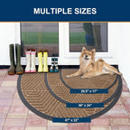 Smiry Half Circle Front Door Mat Outside Entrance, Heavy Duty Sturdy Natural - Image 2