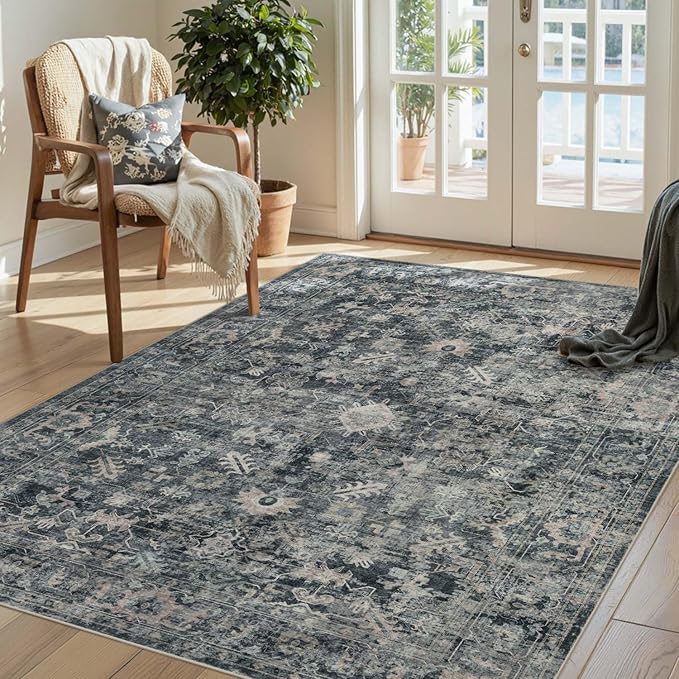 Rugxara 3x5 Rug for Entryway Bedroom, Vintage Retro Boho Throw Rug, Non Slip & by Rugxara
