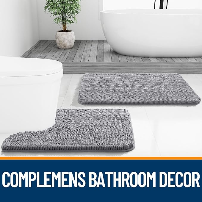 OLANLY Toilet Rugs U-Shaped 24x24, Extra Soft Absorbent Chenille Contour - Image 7
