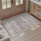 DCX Machine Washable Grey Entryway Rug 2x3, Non Slip Stain Resistant Vintage by DCXWashableRug