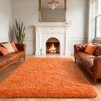 Andecor Shag Area Rug for Living Room, 6x9 Feet Orange Soft Fluffy Indoor Plush by Andecor