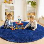 ONASAR Navy Blue Round Area Rug 4ft, Soft Bedroom Circle Rugs Floor Mat - Image 3
