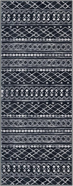 KUTA Boho Vintage Hallway Runners 2x5 ft Black Moroccan Washable Runner Rug - Image 9