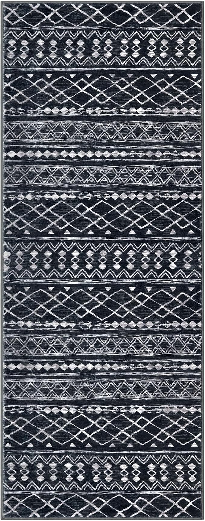 KUTA Boho Vintage Hallway Runners 2x5 ft Black Moroccan Washable Runner Rug - Image 9