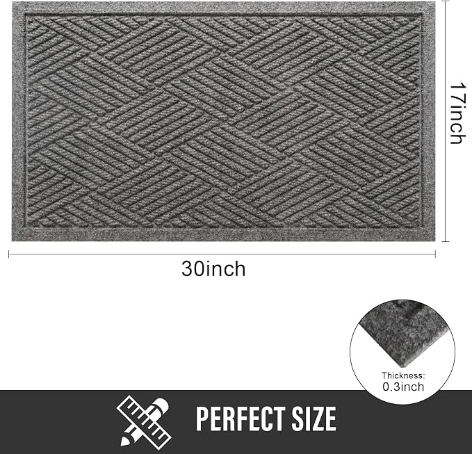 HIYARD Sturdy Front Door Mat, Absorbent Muddy Dirt Resist Welcome Door Mats - Image 2