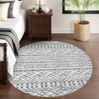KUTA Boho Round Area Rugs 6Ft Grey Moroccan Circle Washable Rug Non-Slip - Image 3