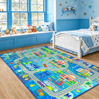 Chicrug 9x12 Car Road Area Rug for Kids Playroom Bedroom, Non Slip Low Pile - Image 5