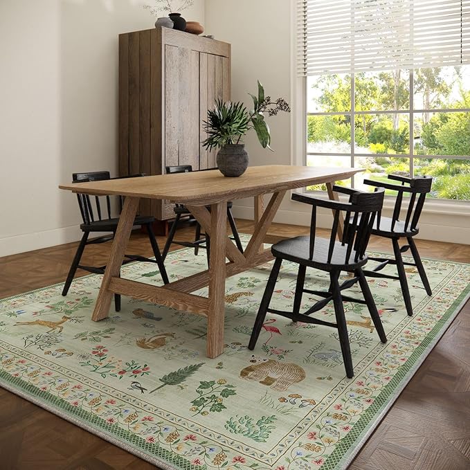 6x9 Area Rugs for Living Room: Washable Rug Vintage Bedroom Rugs Stain - Image 6