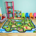 Kids Car Rug, 78.7" x 59" Road Map Floor Mat | Road map design, soft low-pile - Image 9