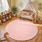 Amearea Pink Round Area Rugs 5ft Washable Circle Rugs by AmeareaDirect