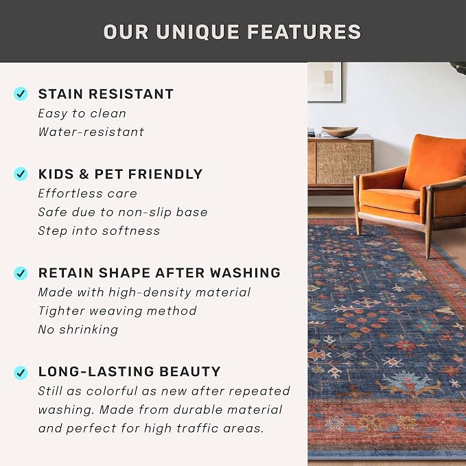 Hazo Haus Boho Washable 3x16 Extra Long Hallway Runner Rug, Non-Slip Stain & - Image 5
