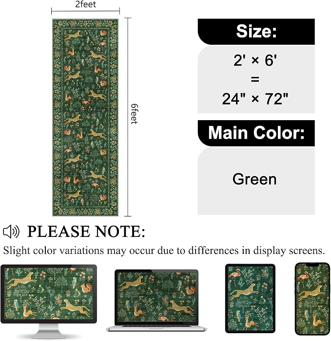DUKINO 2x6 Rug for Hallway, Washable Kitchen Runner Rug - Image 2