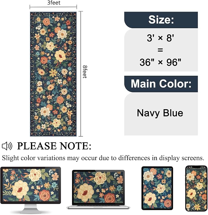 DUKINO 3x8 Runner Rug, Washable Rug - Image 2