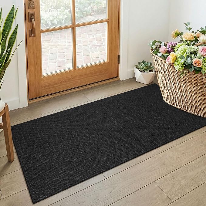 KOZYFLY Black 2x4 Entry Runner Rug, Small Washable Runners by KOZYFLY