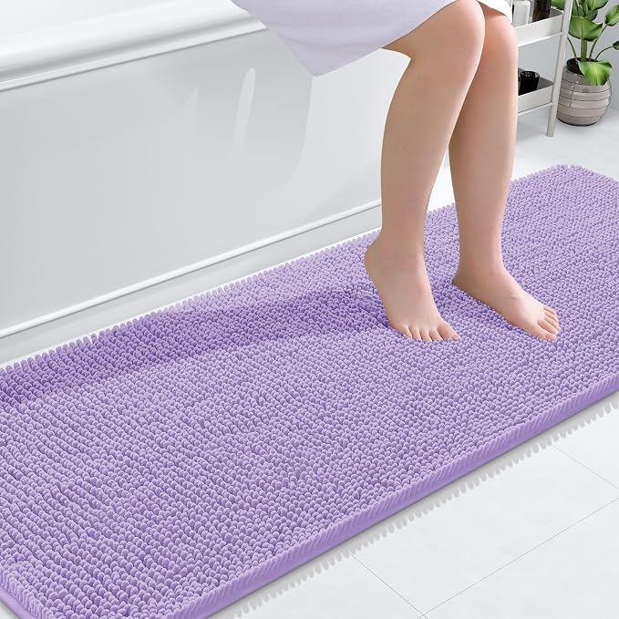 OLANLY Bathroom Runner Rugs 70x24, Soft Absorbent Chenille Bath Rugs, Rubber by OLANLY