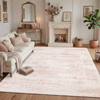 Latte&Fog Pink 8x10 Rugs for Living Room, Vintage Large Area Rugs for Girls - Image 3