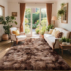 AROGAN Shag Brown Area Rug for Bedroom, 4x6 Feet Washable Non-Slip Modern - Image 5