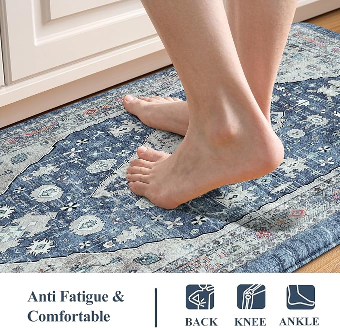 Collive Boho Kitchen Rugs Set of 2 Non Skid Kitchen Mats - Image 3
