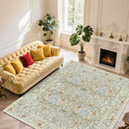 Vintage Beige Blue Living Room Rug, 9x12 Washable Area Rugs by Unknown