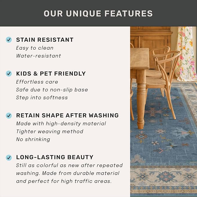 Hazo Haus Washable 10ft Long Hallway Runner Rug Blue - Image 5