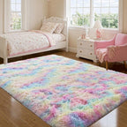 qulint 4x6 Area Rug for Bedroom, Fluffy Soft Colorful Girl Rug for Kids Room - Image 2
