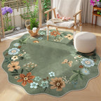 Lahome Floral Washable Round Rugs, Non-Slip Soft Round Rug 4ft Ultra-Thin by Lahome