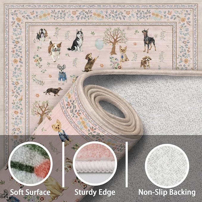 Pink Rug Runner for Hallways Kitchen Rug 2x6, Non Slip Washable Rugs - Image 6