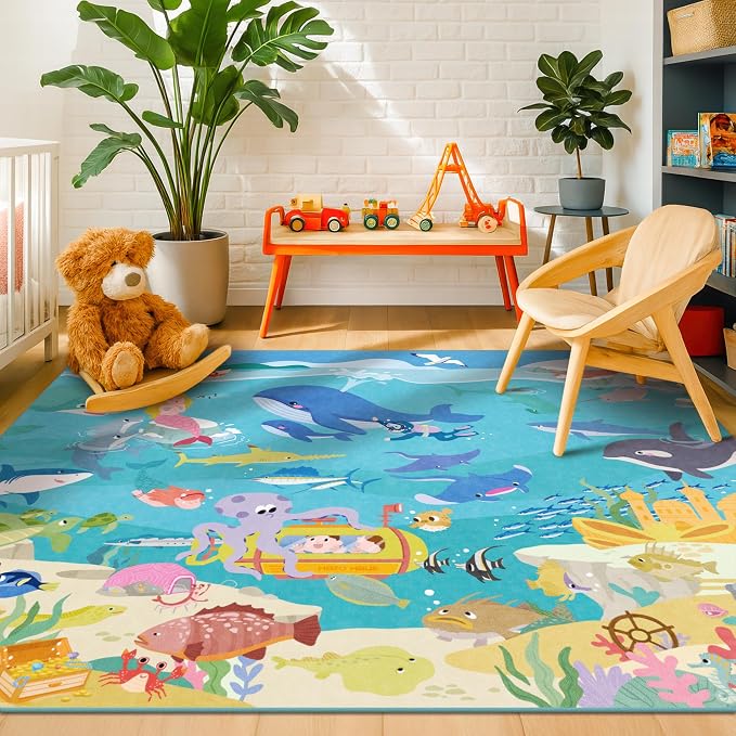 5x7 Ocean Rug for Kids Room – Large Play Mat - Image 3
