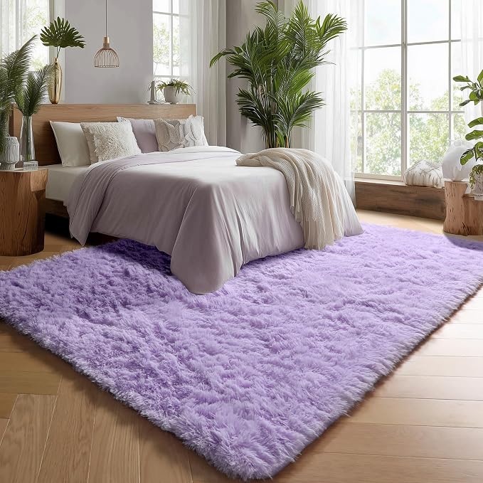 ONASAR Purple Rugs for Living Room Bedroom, 5x8 Fluffy Bedside Area Rug - Image 4